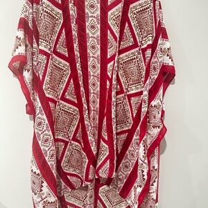 Elegant Red and White Patterned Women's Tunic